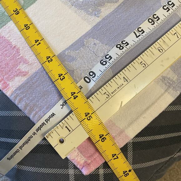 Vintage 100% Cotton ThrowBlanket Bunnies Rabbits Print 63x47”Multicolor Cottage - Picture 2 of 6